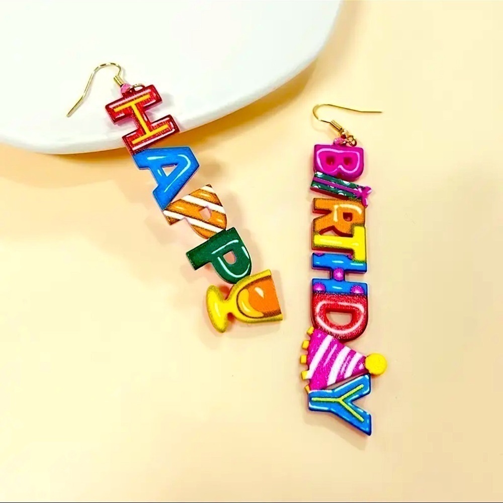Colorful Happy Birthday Earrings